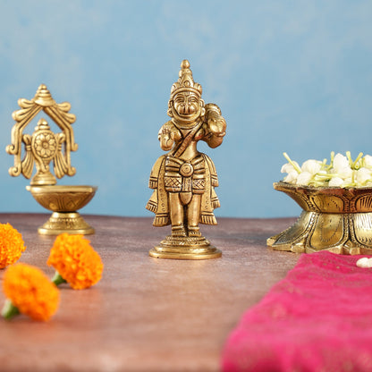 Superfine Brass Lord Hanuman Standing Idol | Blessing Mudra | 5.5" Height