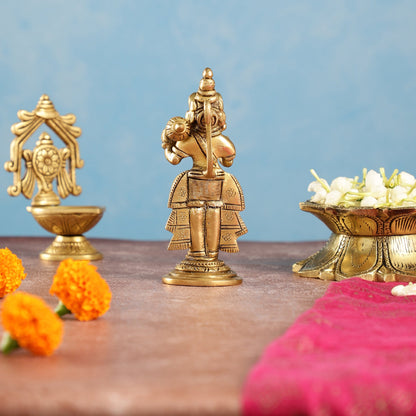 Superfine Brass Lord Hanuman Standing Idol | Blessing Mudra | 5.5" Height