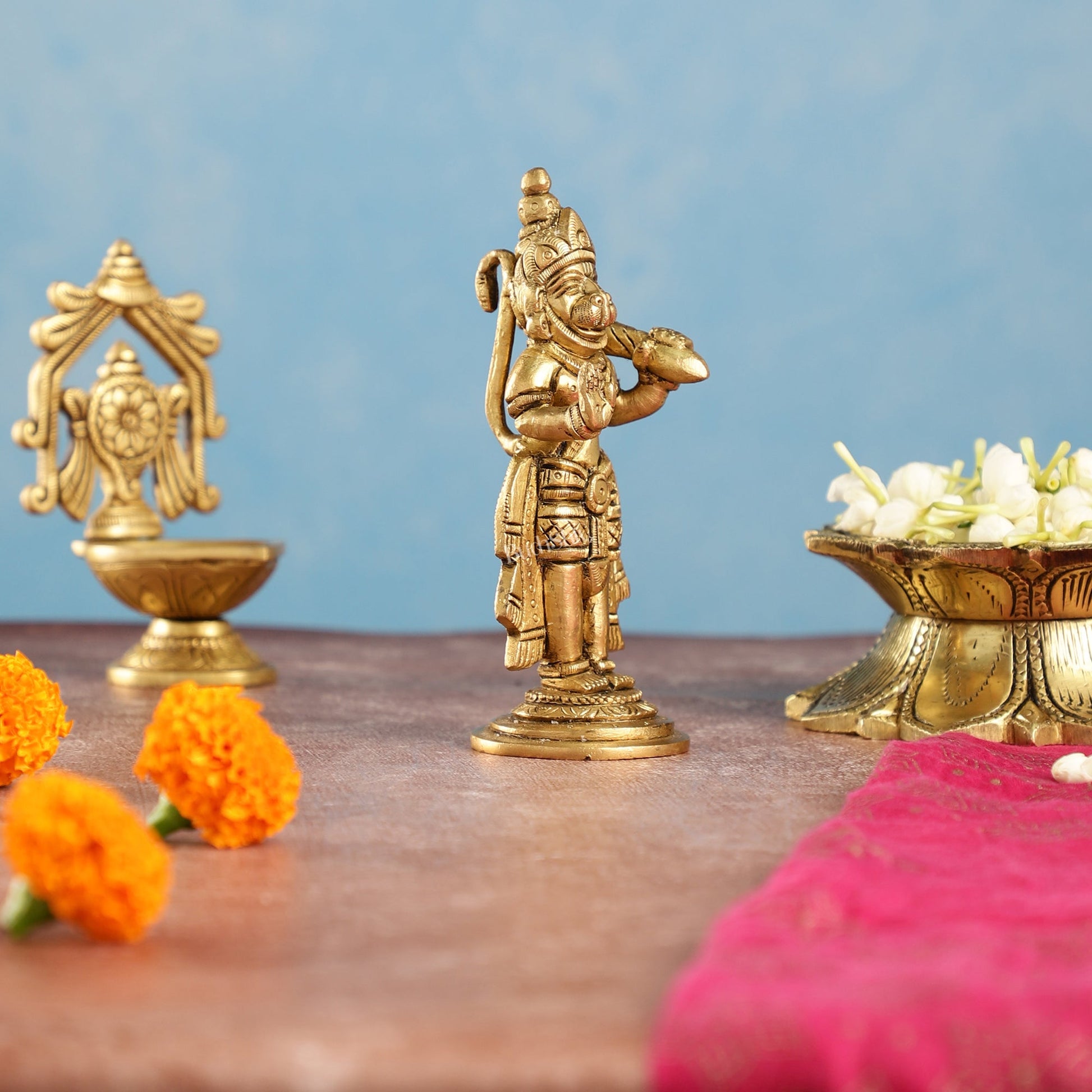 Superfine Brass Lord Hanuman Standing Idol | Blessing Mudra | 5.5" Height