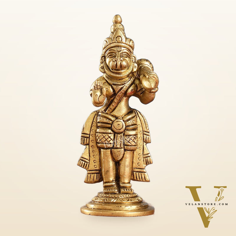Superfine Brass Lord Hanuman Standing Idol | Blessing Mudra | 5.5" Height