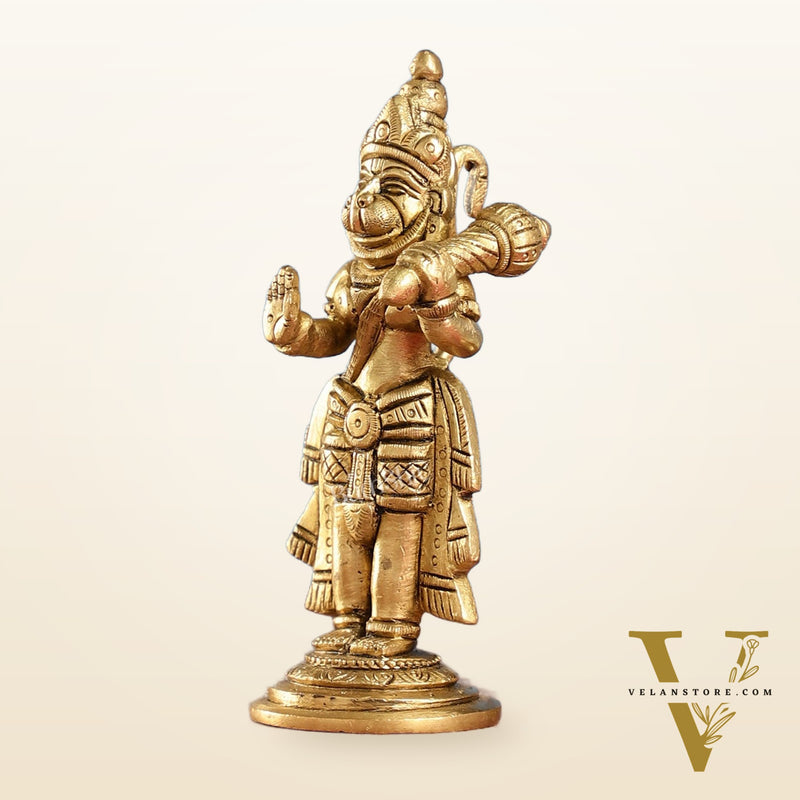 Superfine Brass Lord Hanuman Standing Idol | Blessing Mudra | 5.5" Height