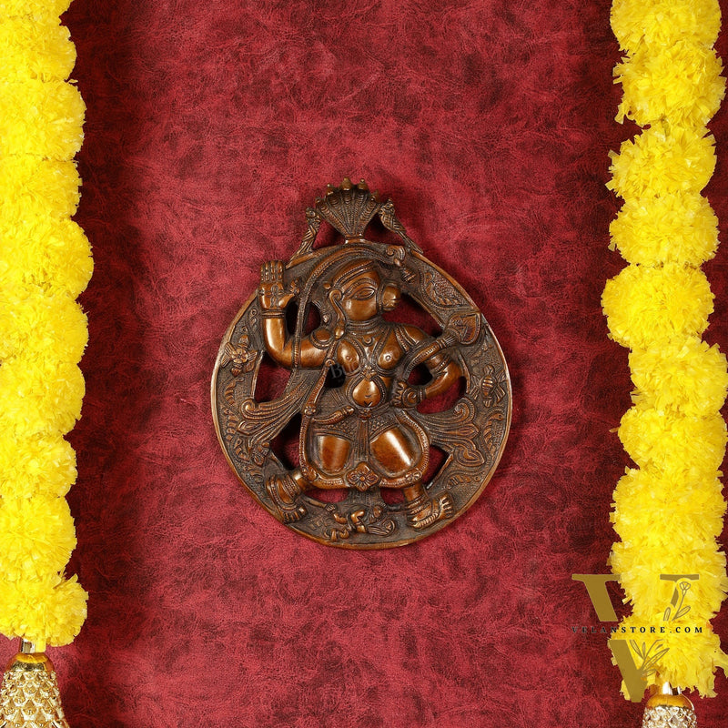 Superfine Brass Lord Hanuman Wall Hanging - 8.5 inch