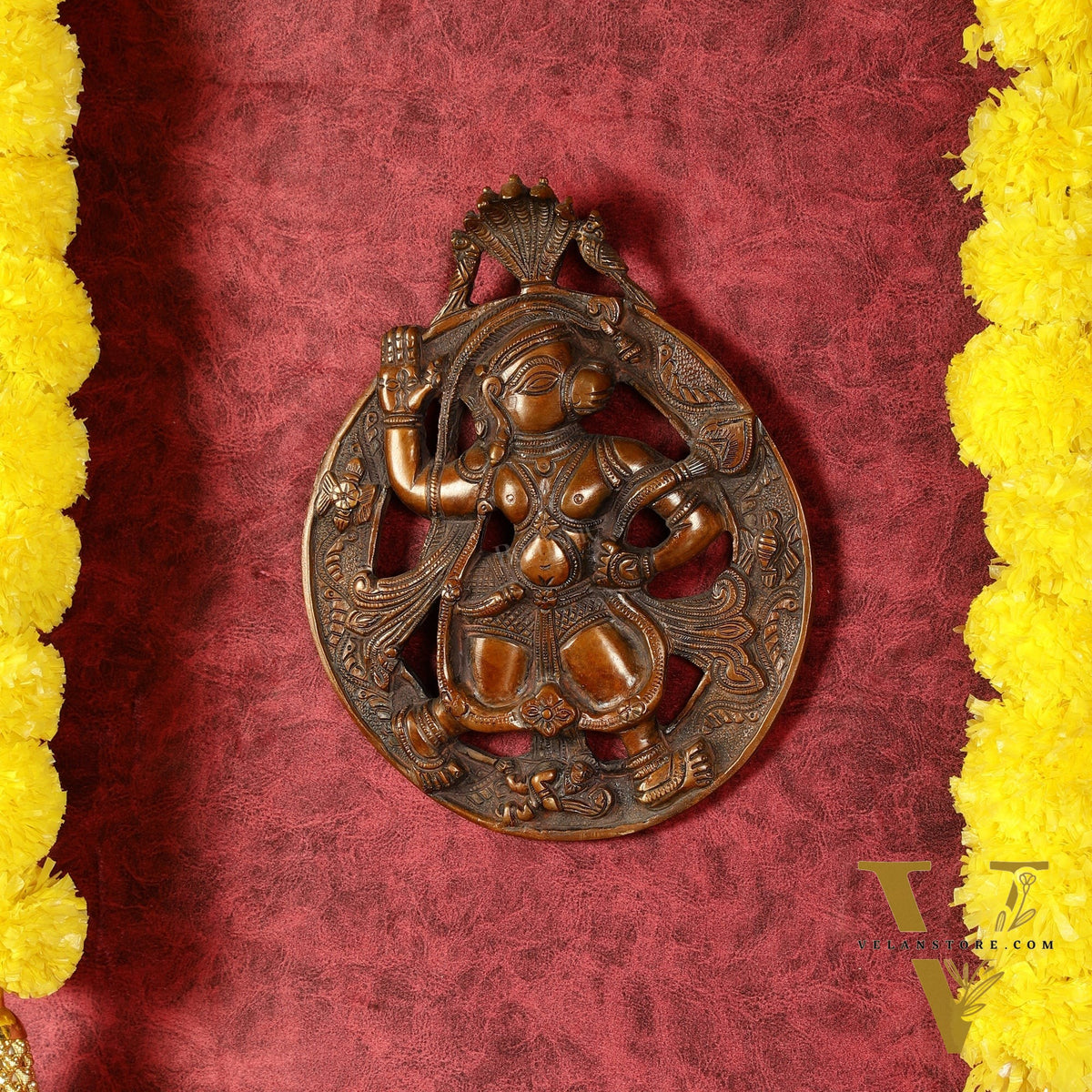 Superfine Brass Lord Hanuman Wall Hanging - 8.5 inch