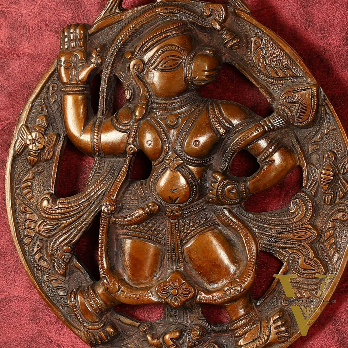 Superfine Brass Lord Hanuman Wall Hanging - 8.5 inch