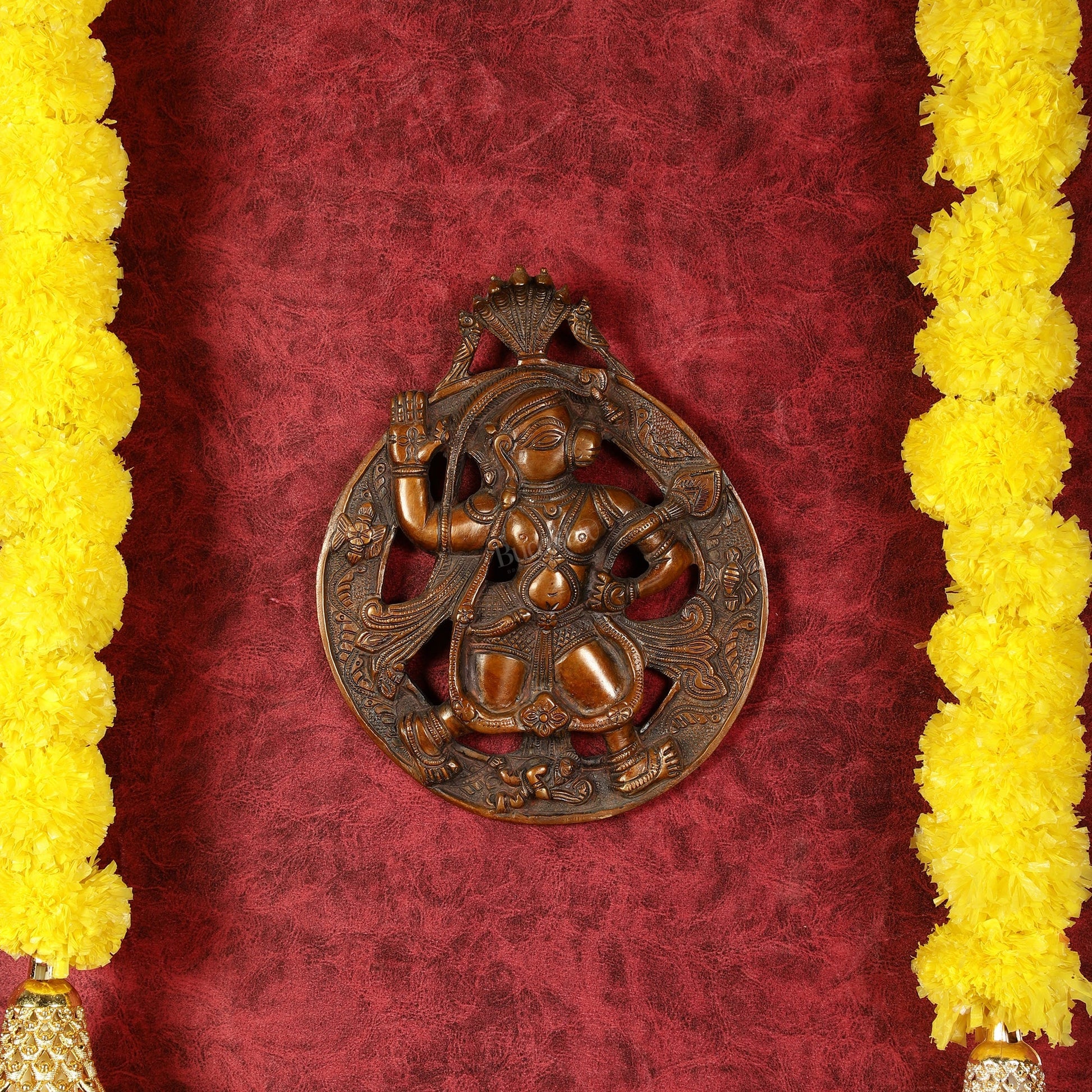 Superfine Brass Lord Hanuman Wall Hanging - 8.5 inch