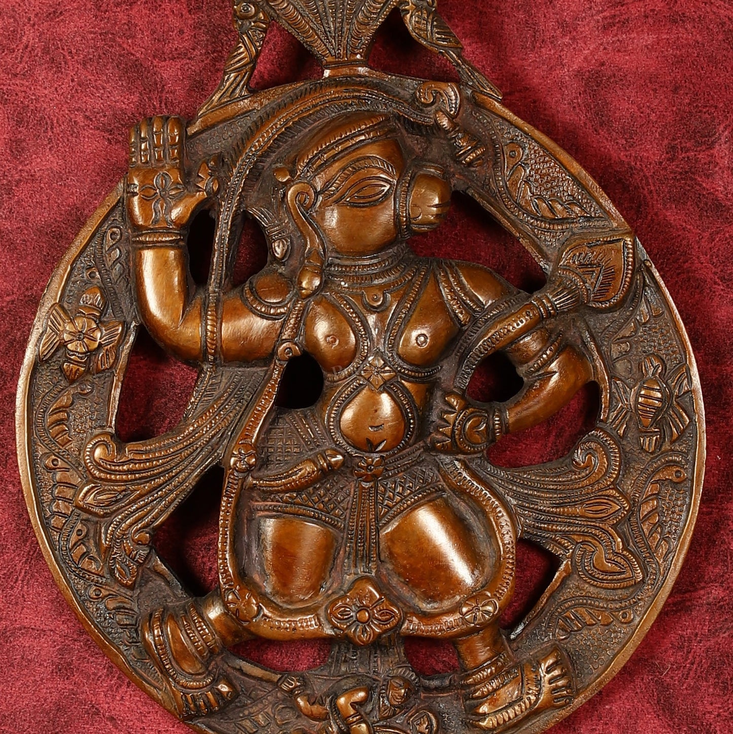 Superfine Brass Lord Hanuman Wall Hanging - 8.5 inch