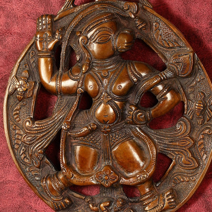 Superfine Brass Lord Hanuman Wall Hanging - 8.5 inch