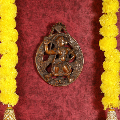 Superfine Brass Lord Hanuman Wall Hanging - 8.5 inch