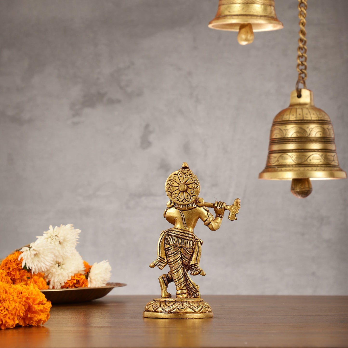 Superfine Brass Lord Krishna Idol - 6"
