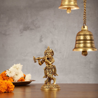 Superfine Brass Lord Krishna Idol - 6"
