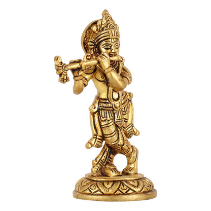Superfine Brass Lord Krishna Idol - 6"