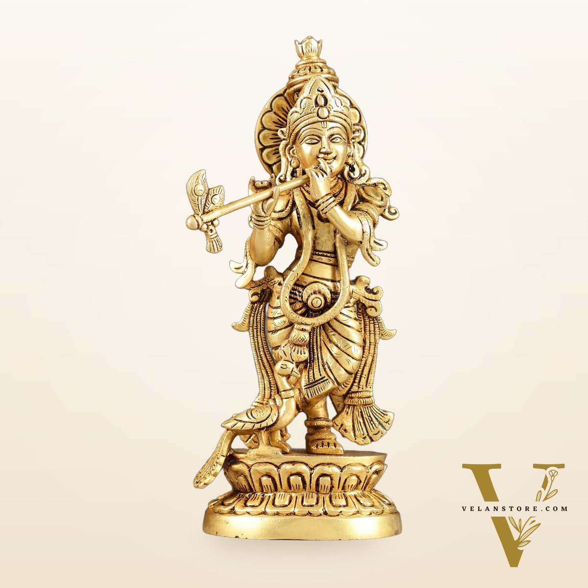 Superfine Brass Lord Krishna Idol | Height 12.5 inch