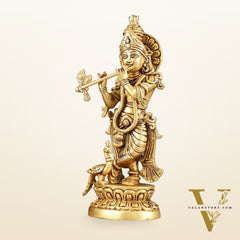 Superfine Brass Lord Krishna Idol | Height 12.5 inch