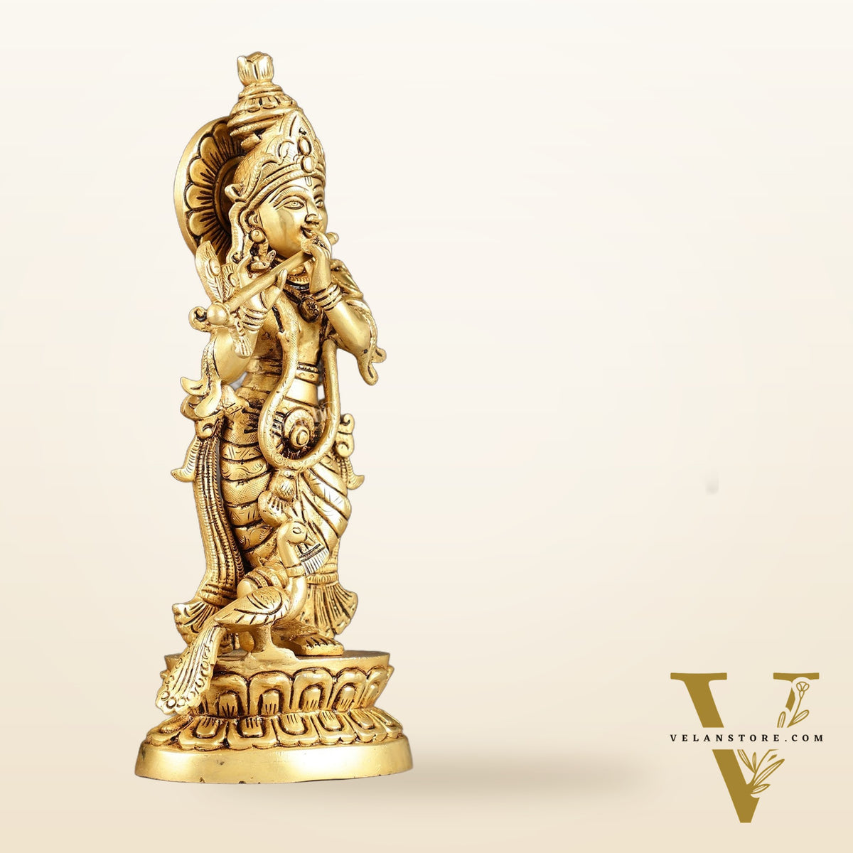 Superfine Brass Lord Krishna Idol | Height 12.5 inch