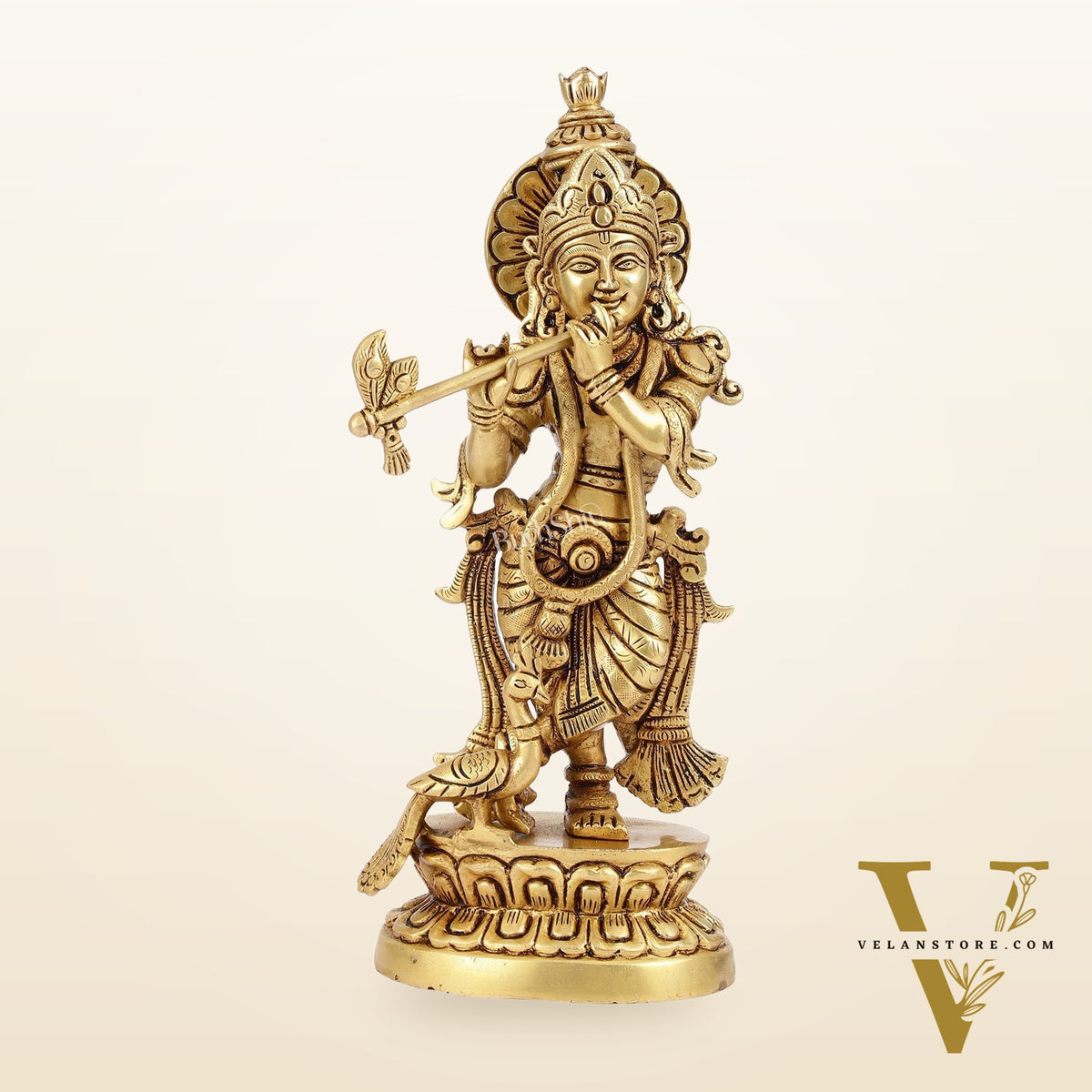 Superfine Brass Lord Krishna Idol | Height 12.5 inch