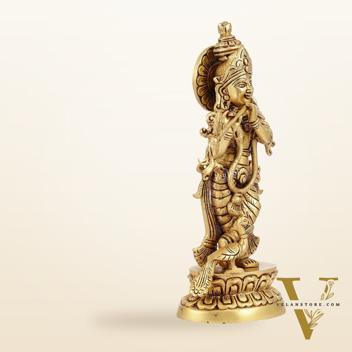 Superfine Brass Lord Krishna Idol | Height 12.5 inch