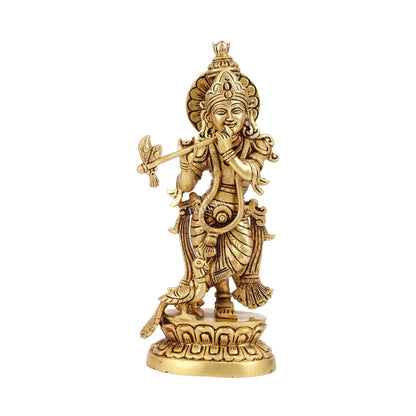 Superfine Brass Lord Krishna Idol | Height 12.5 inch