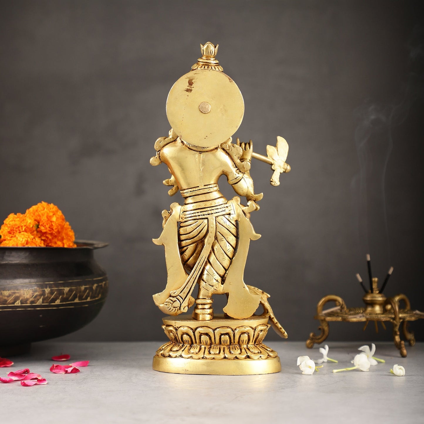 Superfine Brass Lord Krishna Idol | Height 12.5 inch