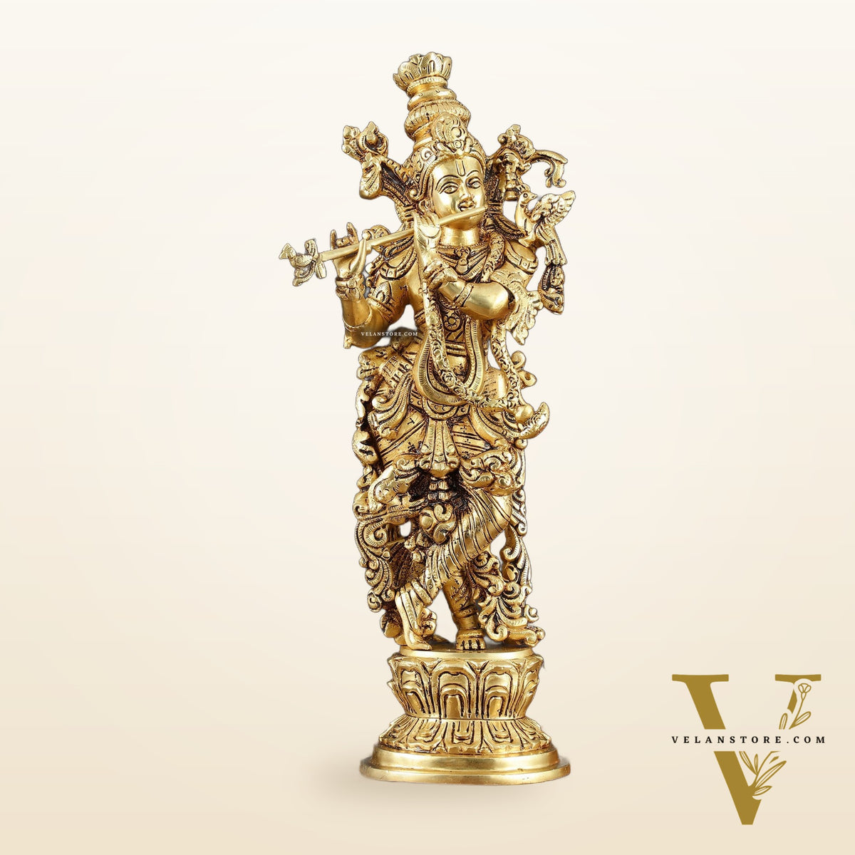 Superfine Brass Lord Krishna Idol Original statue - 14 inch