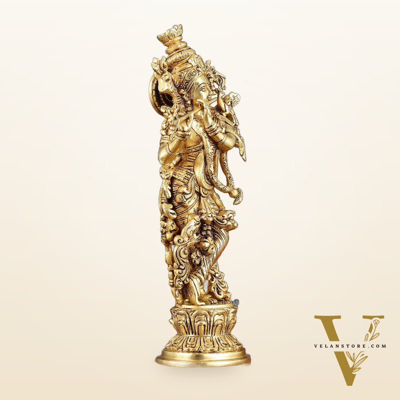 Superfine Brass Lord Krishna Idol Original statue - 14 inch