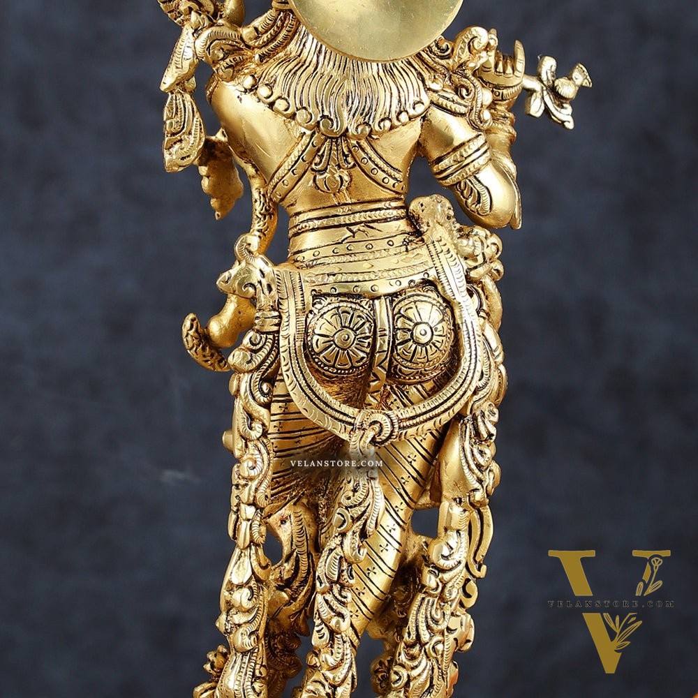 Superfine Brass Lord Krishna Idol Original statue - 14 inch
