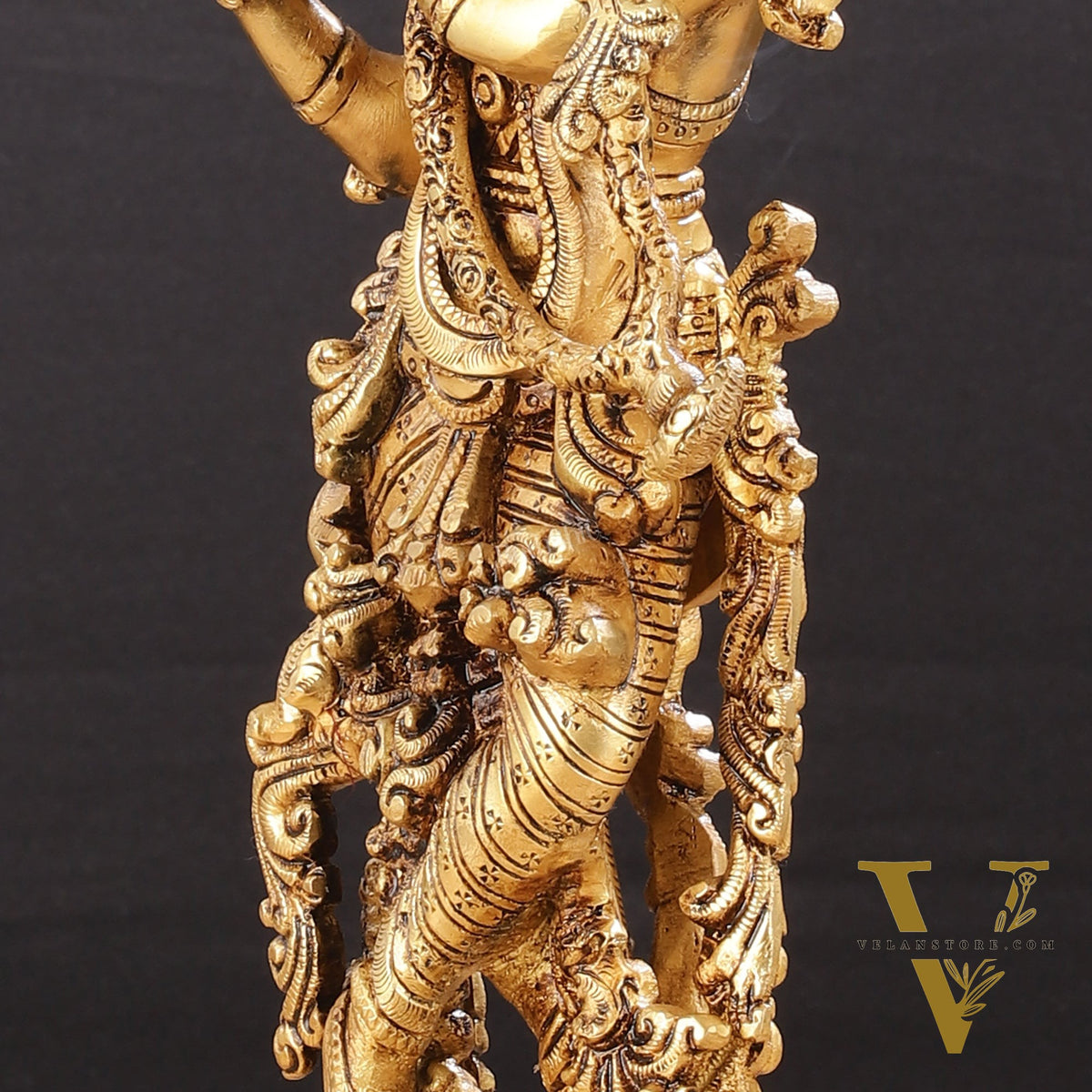 Superfine Brass Lord Krishna Idol with Enhanced Carvings - 14 inch