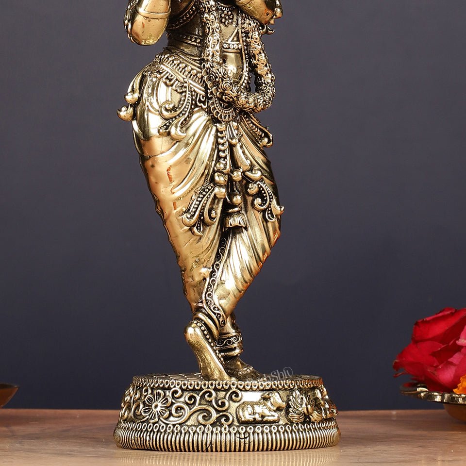 Brass handcrafted Lord Krishna Intricate Idol 10 inch