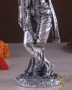 Superfine Brass Lord Krishna Intricate Idol 10" silver plated