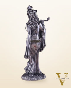 Superfine Brass Lord Krishna Intricate Idol 10" silver plated