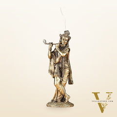 Superfine Brass Lord Krishna Intricate Idol 10"
