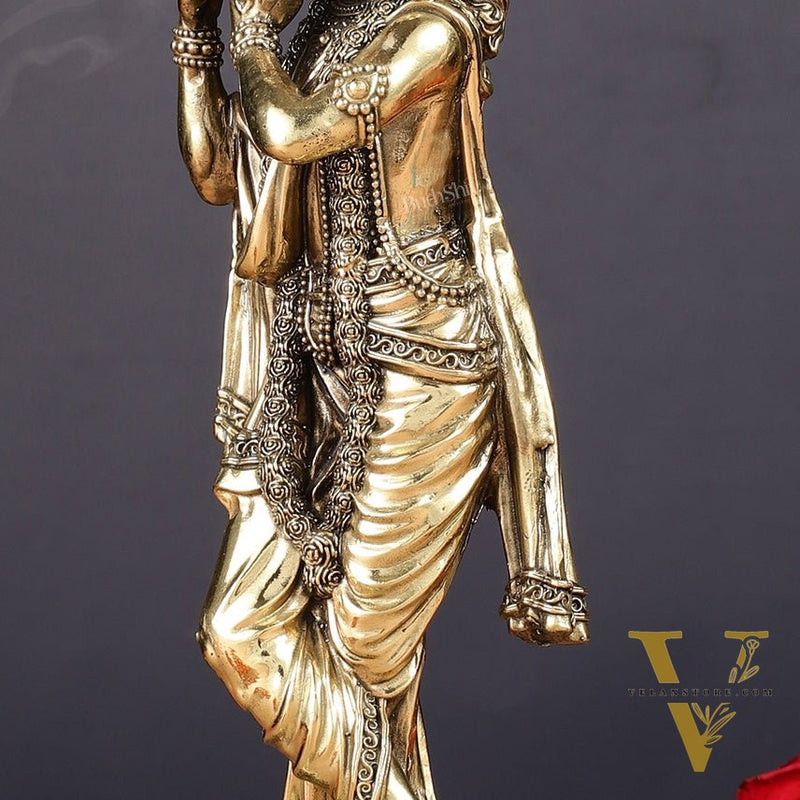 Superfine Brass Lord Krishna Intricate Idol 10"