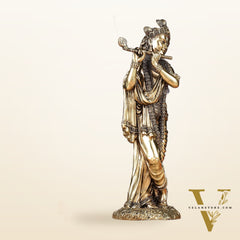 Superfine Brass Lord Krishna Intricate Idol 10"