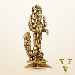 Superfine Brass Lord Murugan Kartikeya Idol - 8 Inch