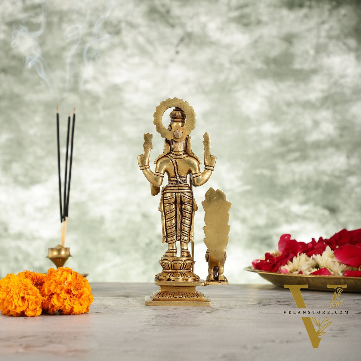 Superfine Brass Lord Murugan Kartikeya Idol - 8 Inch