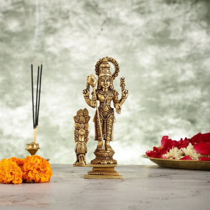 Superfine Brass Lord Murugan Kartikeya Idol - 8 Inch