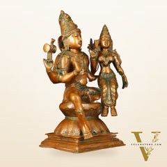 Superfine Brass Lord Shiva and Goddess Parvati Idol - 15" Height