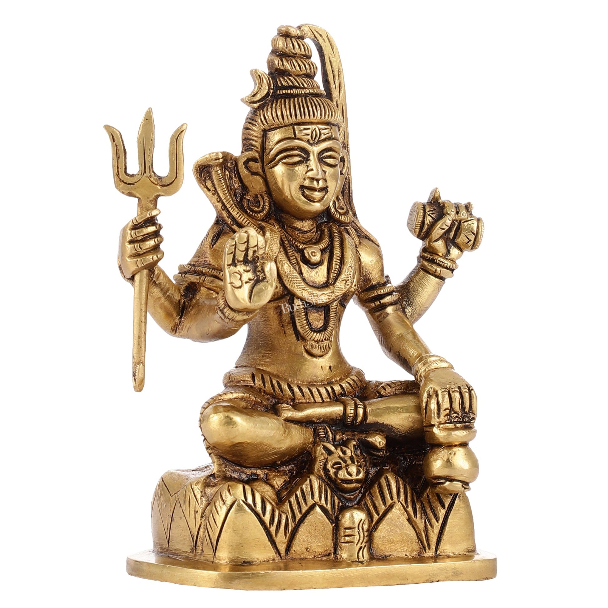 Superfine Brass Lord Shiva Idol with Four Arms | Height 6 inch