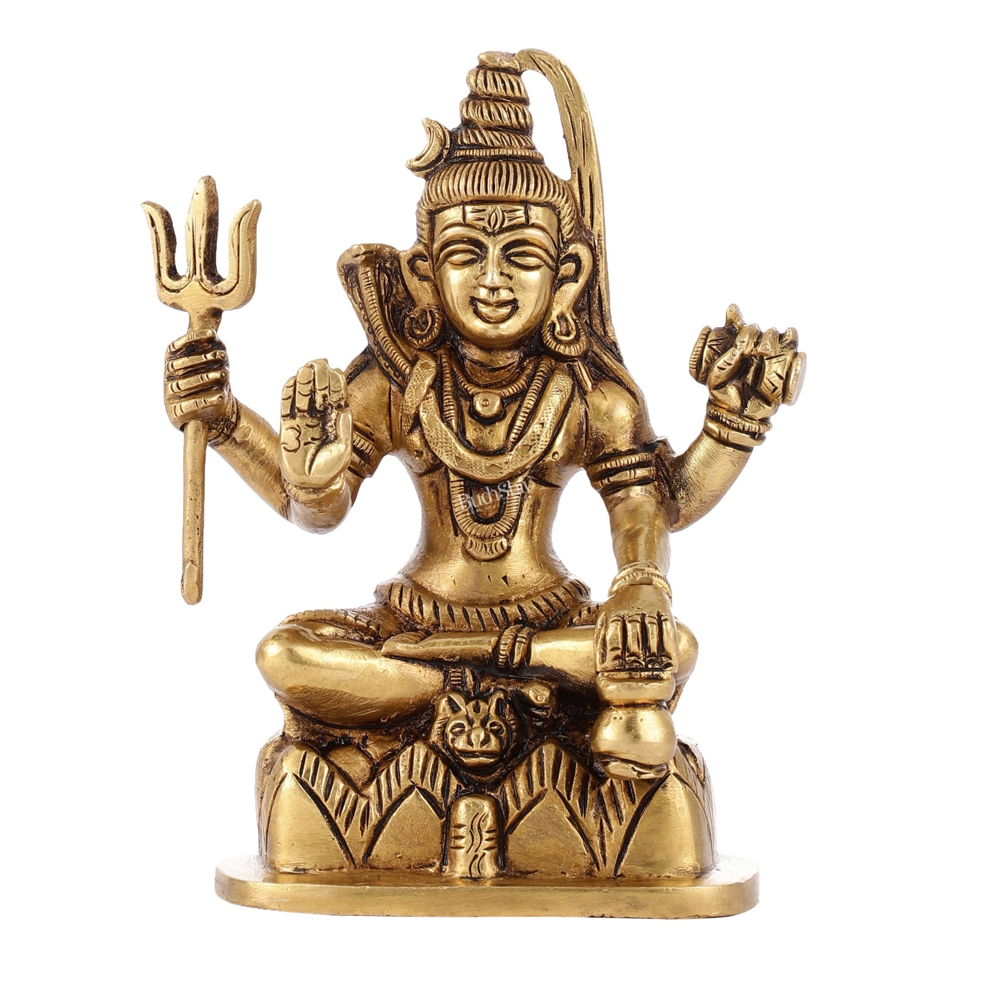 Superfine Brass Lord Shiva Idol with Four Arms | Height 6 inch