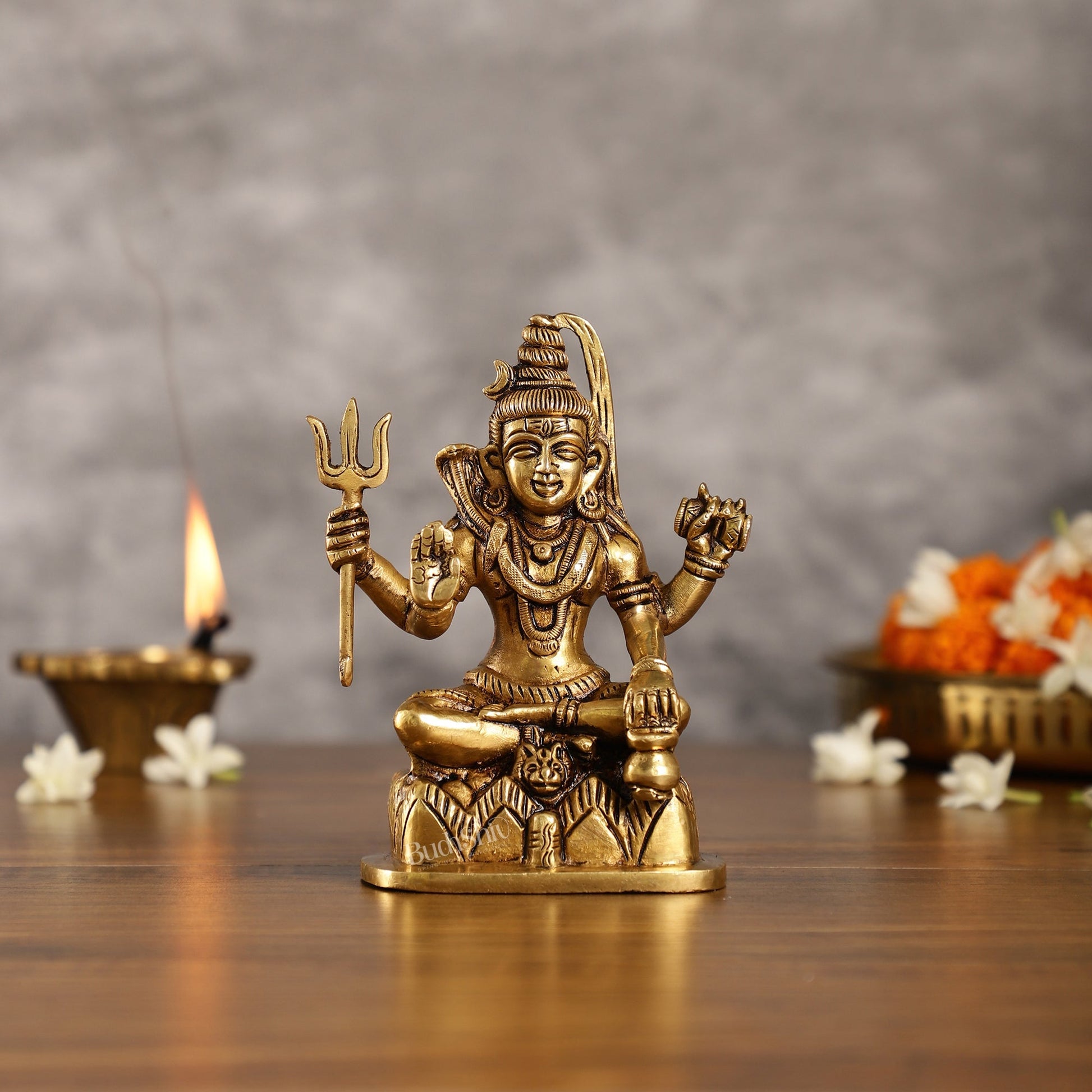 Superfine Brass Lord Shiva Idol with Four Arms | Height 6 inch