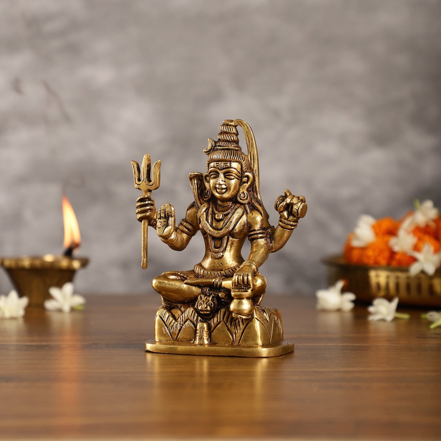 Superfine Brass Lord Shiva Idol with Four Arms | Height 6 inch