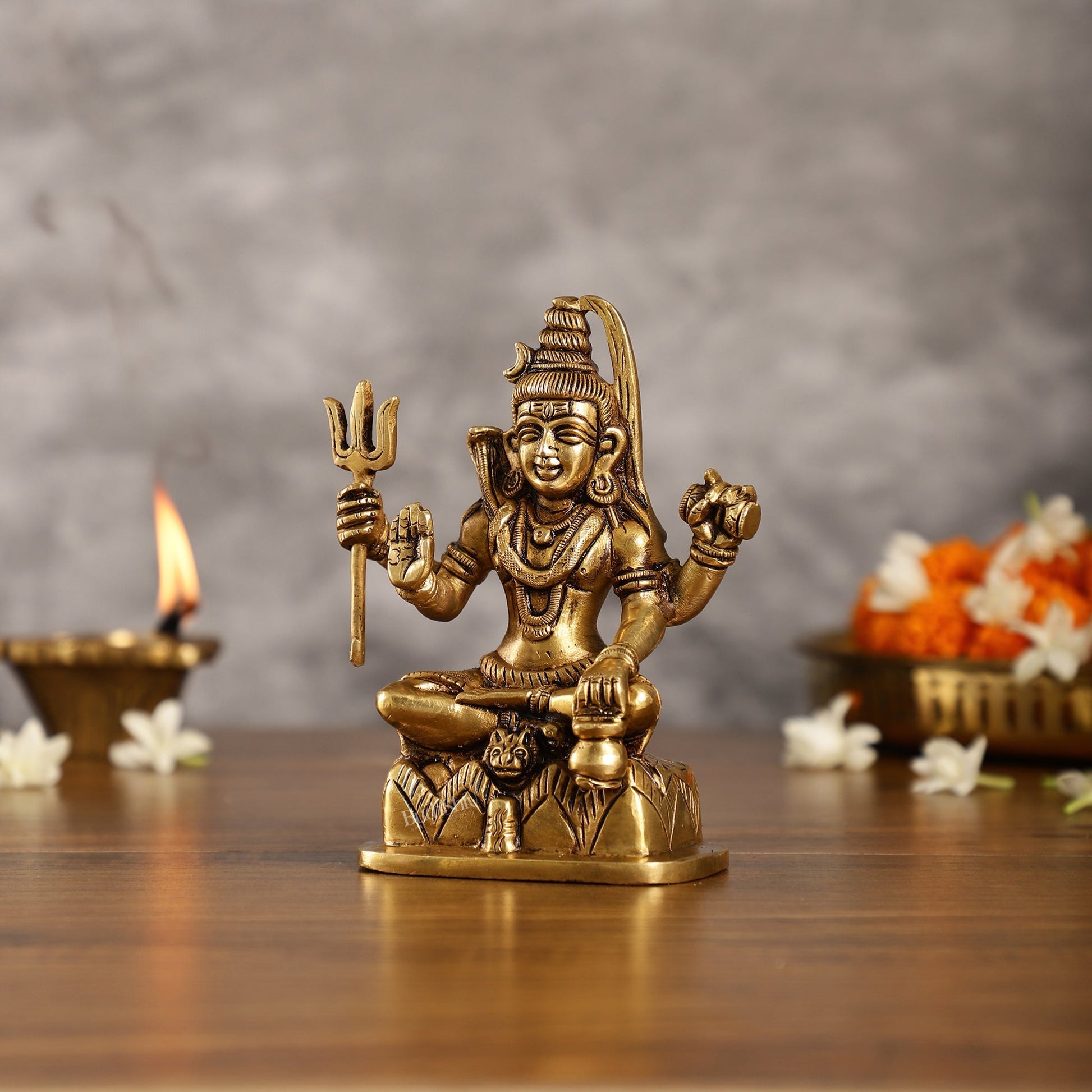 Superfine Brass Lord Shiva Idol with Four Arms | Height 6 inch