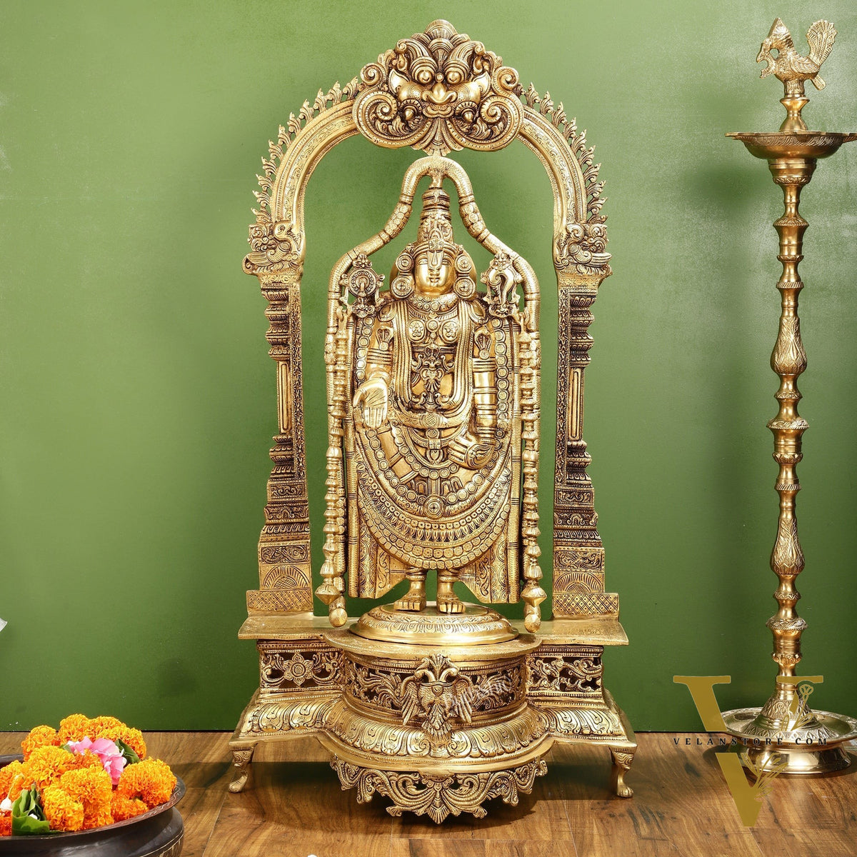 Superfine Brass Lord Tirupati Balaji Venkateshwara Swamy Idol | 37-inch Height