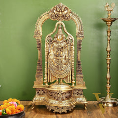 Superfine Brass Lord Tirupati Balaji Venkateshwara Swamy Idol | 37-inch Height