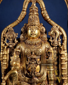 Superfine Brass Lord Tirupati Balaji Venkateshwara Swamy Idol | 37 inch