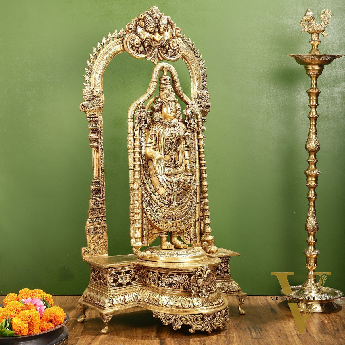 Superfine Brass Lord Tirupati Balaji Venkateshwara Swamy Idol | 37-inch Height