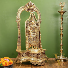 Superfine Brass Lord Tirupati Balaji Venkateshwara Swamy Idol | 37-inch Height