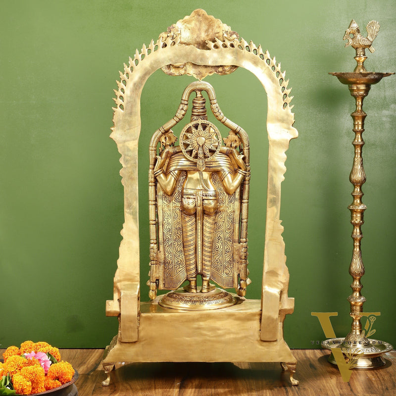 Superfine Brass Lord Tirupati Balaji Venkateshwara Swamy Idol | 37-inch Height