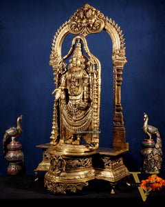 Superfine Brass Lord Tirupati Balaji Venkateshwara Swamy Idol | 37 inch