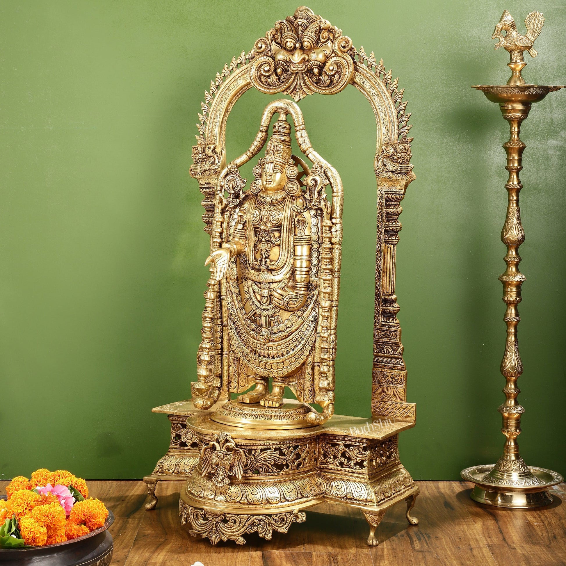 Superfine Brass Lord Tirupati Balaji Venkateshwara Swamy Idol | 37-inch Height