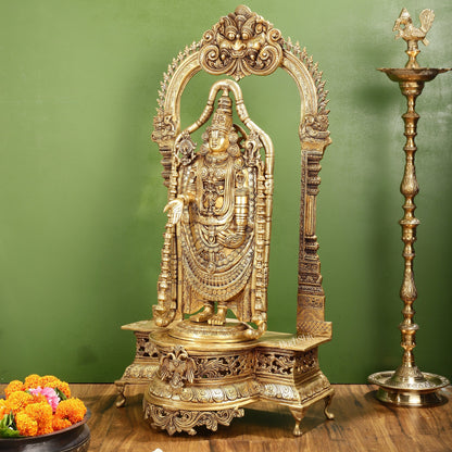 Superfine Brass Lord Tirupati Balaji Venkateshwara Swamy Idol | 37-inch Height